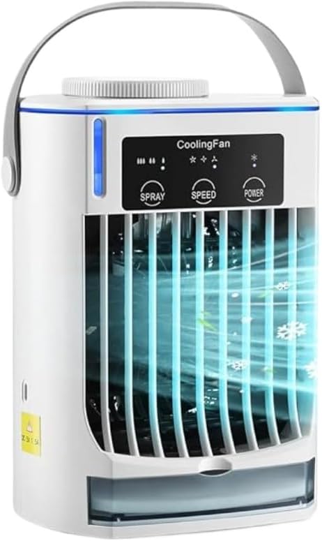 Hoffmarkt Mobile Air Conditioner, Portable 5-in-1 Smart Mobile Cooler with Water Cooling and Two Ice Mist Modes (White - 500 ml)
