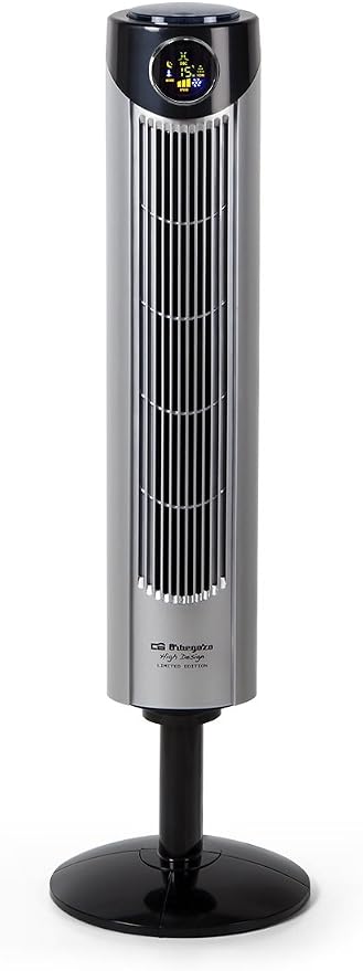 Orbegozo TWM 1015 Ionic Tower Fan, Remote Control, Three Fan Modes, Digital Display, Timer Function, Three Speeds, Quiet, 80 Degree Rotation, 45W, Grey/Black