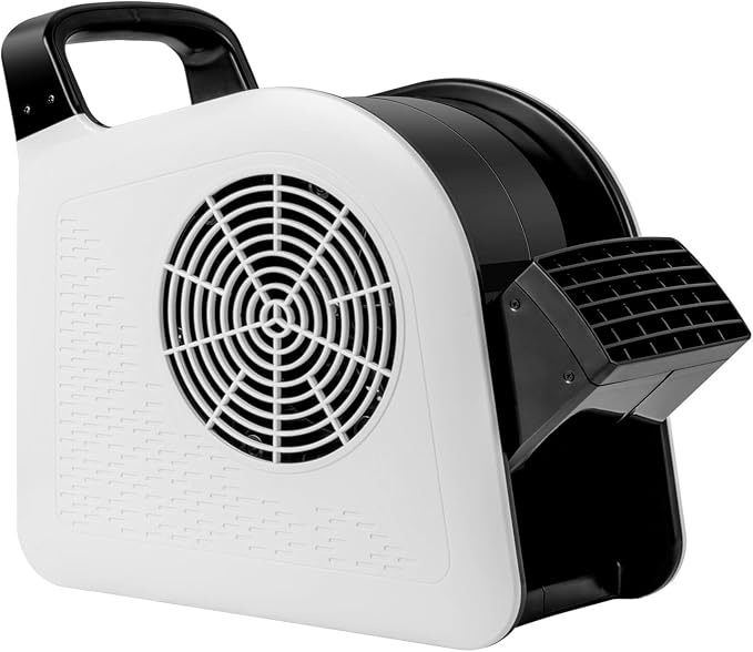 Zentrifugal Air Mover, Teppichtrockner Ventilator mit 3 Geschwindigkeiten, 185° schwenkbarer Kopf, 2 AC-Ausgänge, tragbares Gebläse zum Trocknen, Kühlen und Lüften