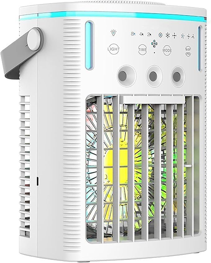 Fan with Remote Control, 1L Water Tank, 3 Wind Speeds, Adjustable Cool Mist, USB Powered, LED Night Light for Home, Bedroom, Office