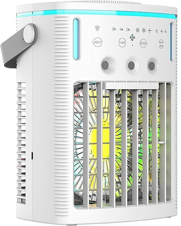 Fan with Remote Control, 1L Water Tank, 3 Wind Speeds, Adjustable Cool Mist, USB Powered, LED Night Light for Home, Bedroom, Office