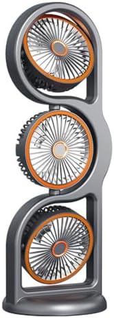 USB Desk Fan, Portable Oscillating Tower Fan with 360° Tilt, 5 Speeds 1200mAh Battery for Home, Office, Bedroom (Grey)