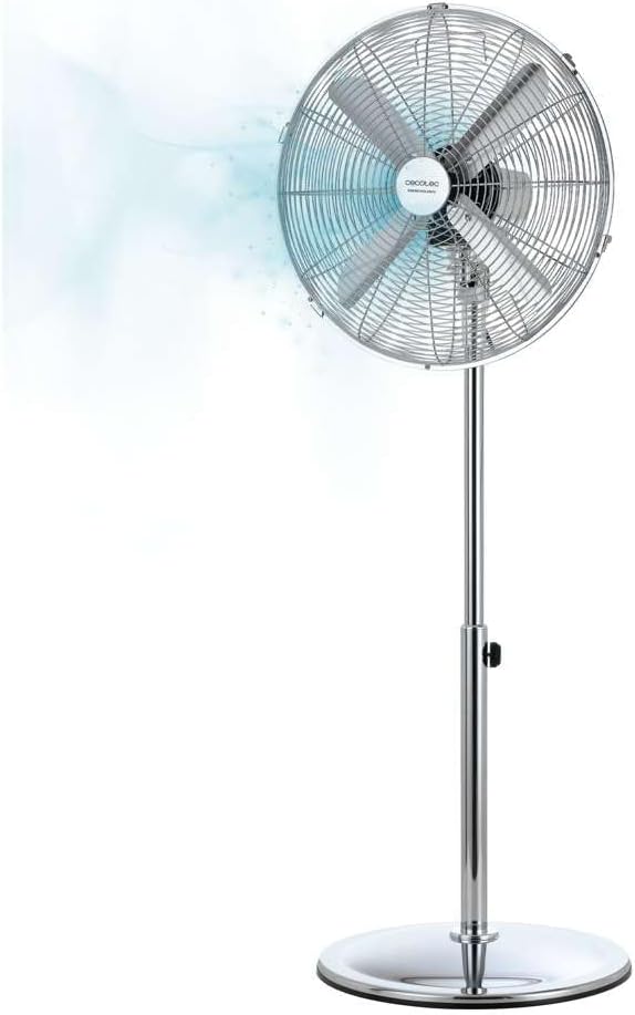 Cecotec EnergySilence 620 Retro Style 50W Chrome Finish 16" Diameter 4 Blades 3 Speed Oscillation Height Adjustable Maximum Safety Fan