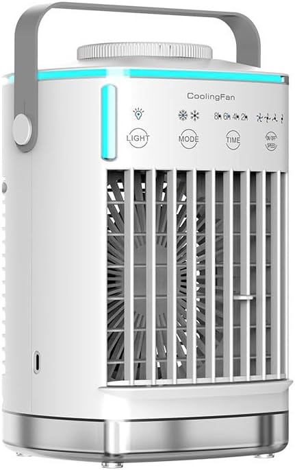 Hoffmarkt Mobile Air Conditioner, Portable 5-in-1 Smart Mobile Cooler with Water Cooling and Two Ice Mist Modes (White - 700 ml)