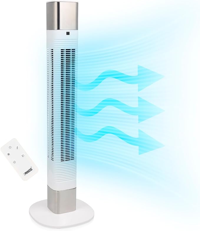 Princess Quiet Tower Fan - Height 103 cm - 3 Modes & 3 Speeds - Oscillation - Controllable via App