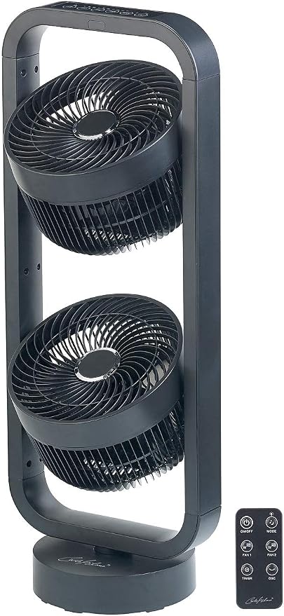 Carlo Milano Tower Fans: Floor Fan with 2 Rotors, 3 Levels, Oscillation, Timer, 70 Watt (Fan with Timer Function, Room Circulator Fan)