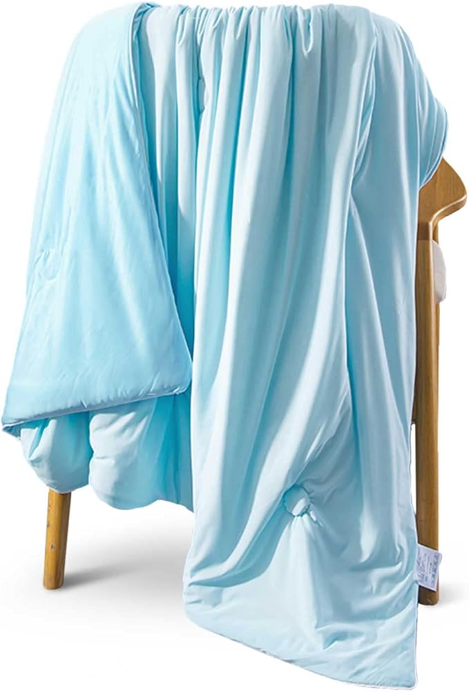 Fouriding Summer Cooling Duvet, Cooling Blanket Duvet with Double-Sided for Bed Sofa, Soft Fabric, Breathable Cooling Fibre Duvet for Adults Children (Blue, 200 x 230 cm)