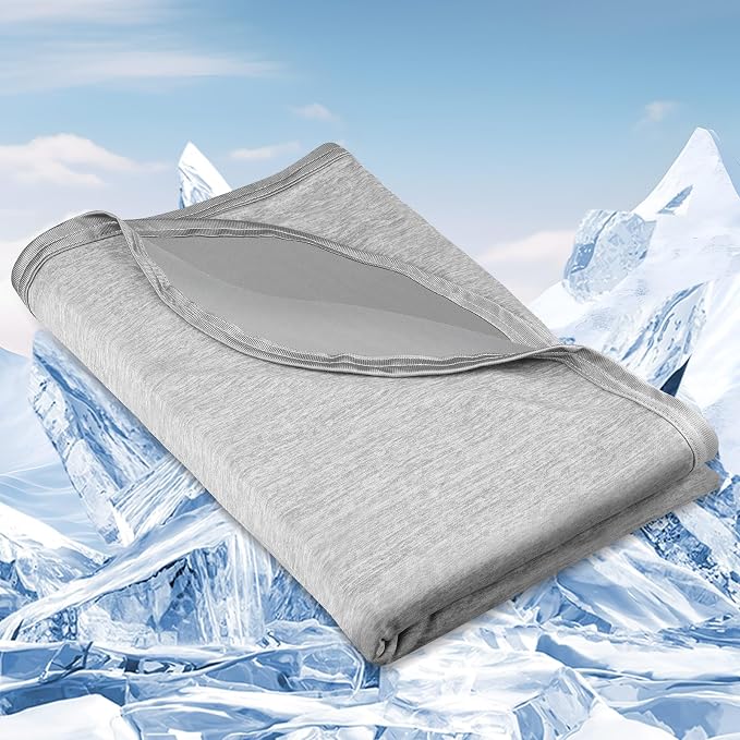 SIVQIKE Cooling Blanket 150 x 200 cm - Lightweight Summer Blanket with Arc-Chill Technology (Q-Max > 0.45), 2-in-1 Double-Sided, Breathable & Cooling for Hot Sleepers, Children's Blanket, Sofa Blanket, Travel Blanket