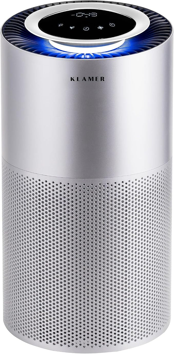 KLAMER Air Purifier 600i with HEPA Filter, CADR Peak Performance of 450 m³/h, for Rooms up to 55 m², Removes up to 99.9% Pollen, Dust, Viruses and Allergens, 3 Modes Including Automatic Mode