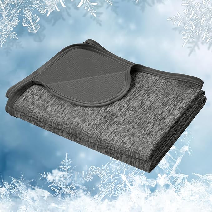 WOLTU Cooling Blanket 2 in 1, Summer Blanket Arc-Chill, Q-Max > 0.45, Double-Sided Blanket for Summer, Self-Cooling, Breathable, Lightweight, 220 x 240 cm, Grey